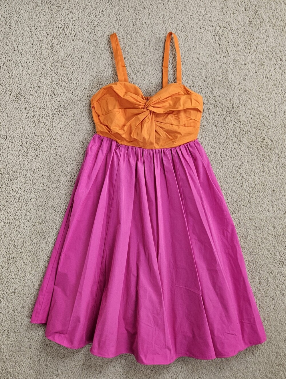 Kate Spade Mini Dress Twist Front Colorblock Orange Pink Womens 6 Smocked